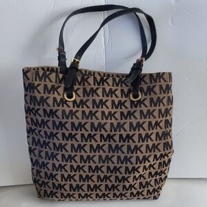 SALE: Michael Kors Tan and Black MK Logo Tote